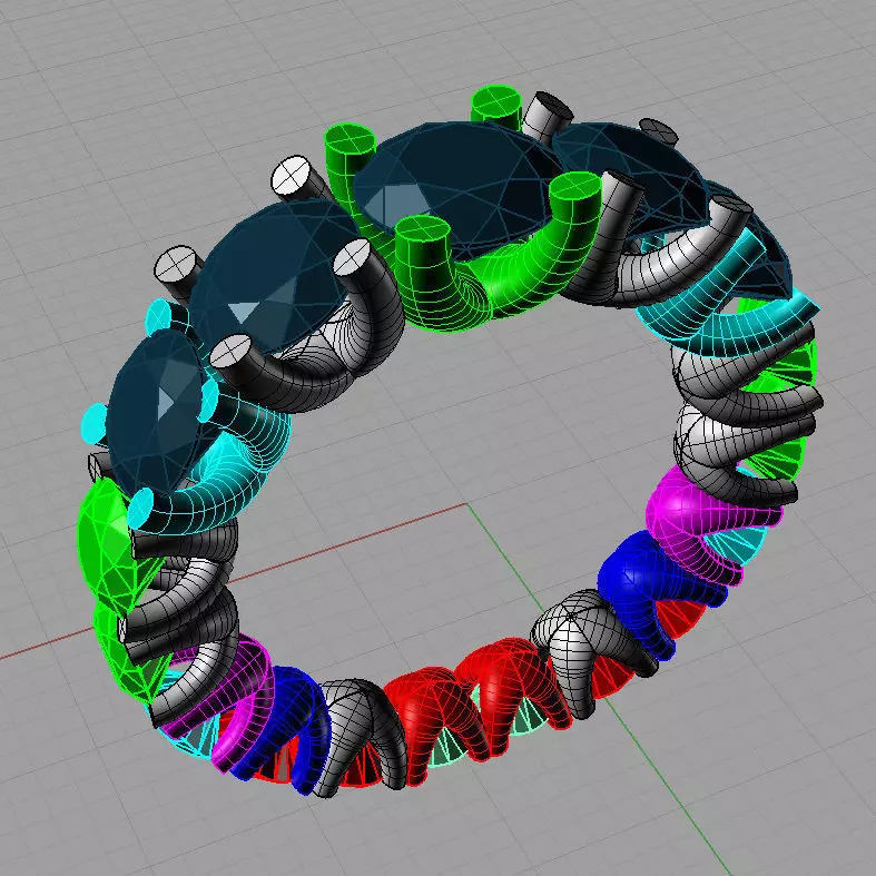 Stone Eternity diamonds  Ring Anello Veretta a scalare v4 3D print model_0