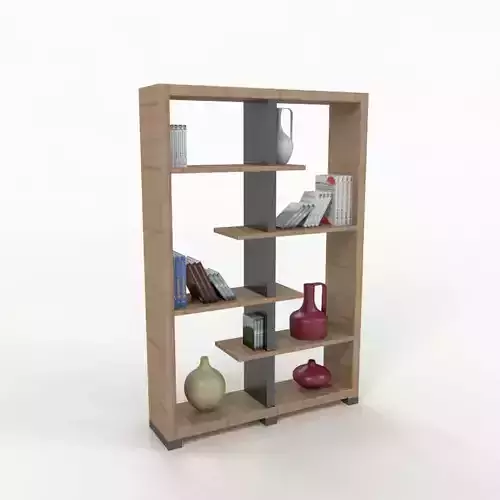 Bookshelf bookcase with shelves and vases