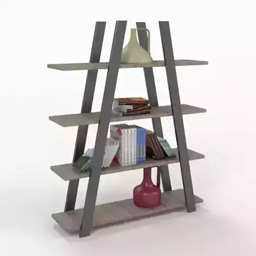 Bookshelf ladder bookcase with books