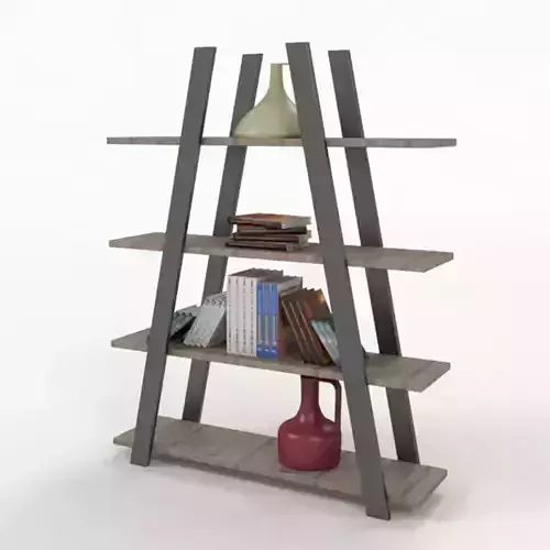 Bookshelf ladder bookcase with books