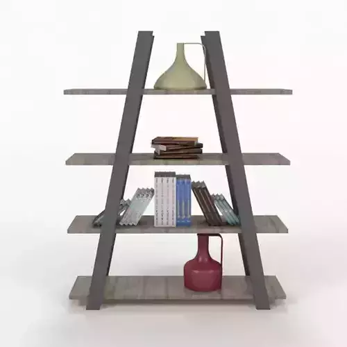 Bookshelf ladder bookcase with books