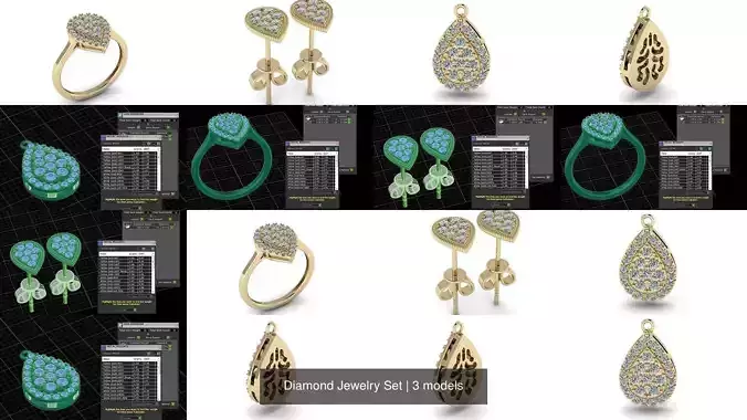 Diamond Jewelry Set 3D Model Collection