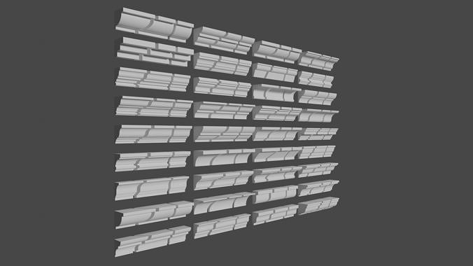 Roof cornise moulding set 3D model