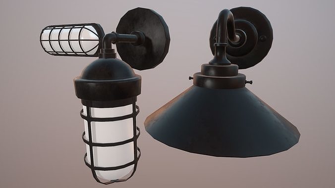 Wall Lamps Pack - Game props Low-poly 3D model