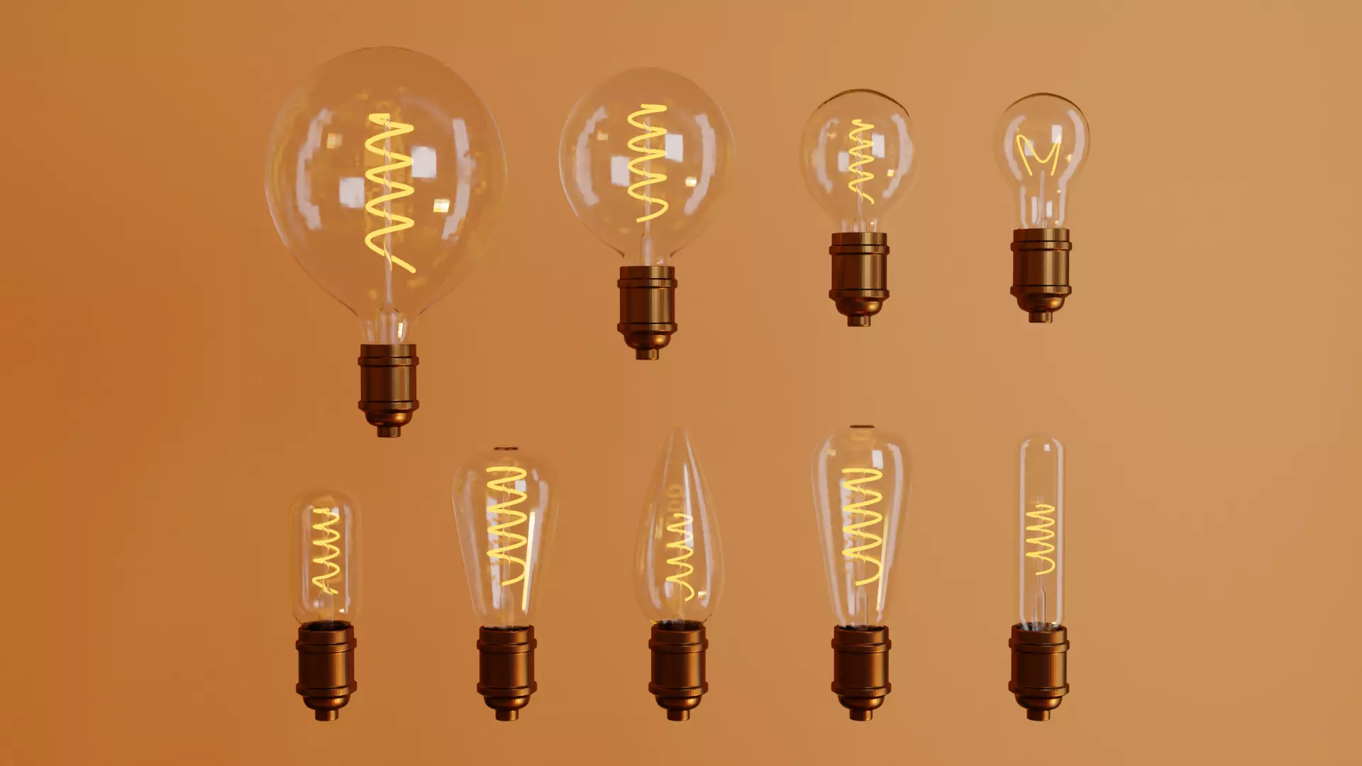Vintage light bulb lamp set 3D model_0