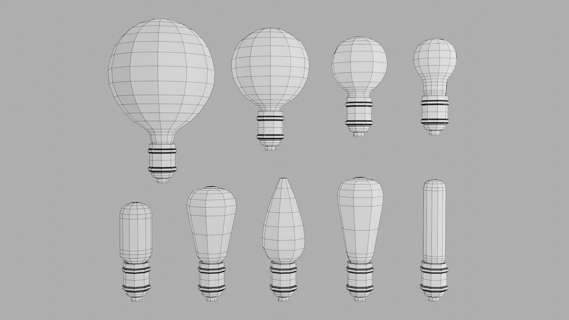Vintage light bulb lamp set 3D model_3