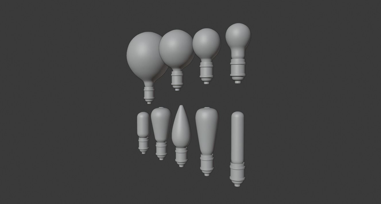 Vintage light bulb lamp set 3D model_4