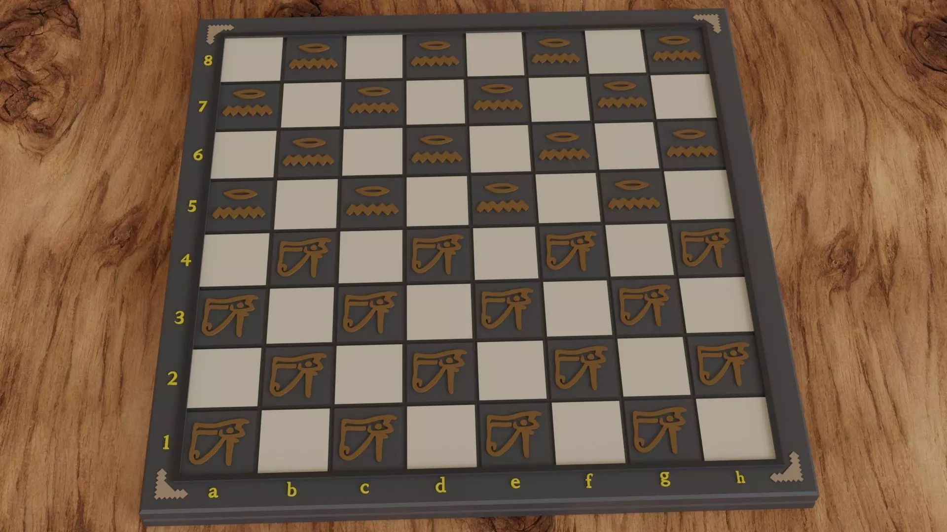 Ancient Egypt Chess Set Pieces with Chessboard 3D print model_2