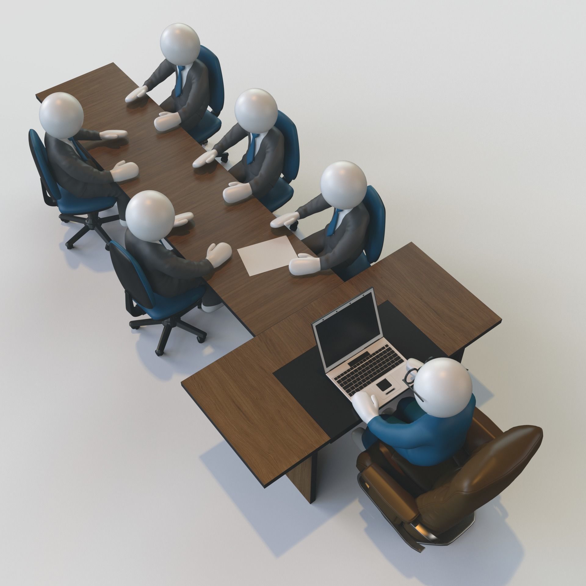 Conference group of people 3D model_4
