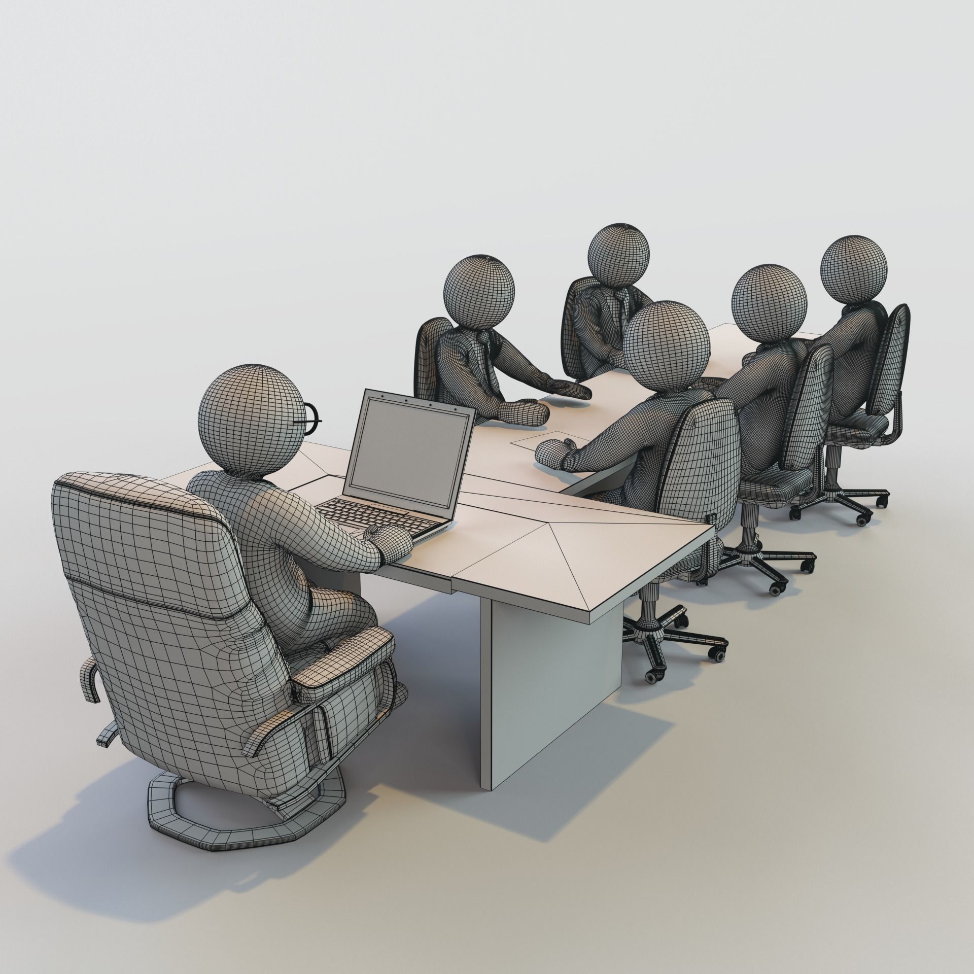 Conference group of people 3D model_6