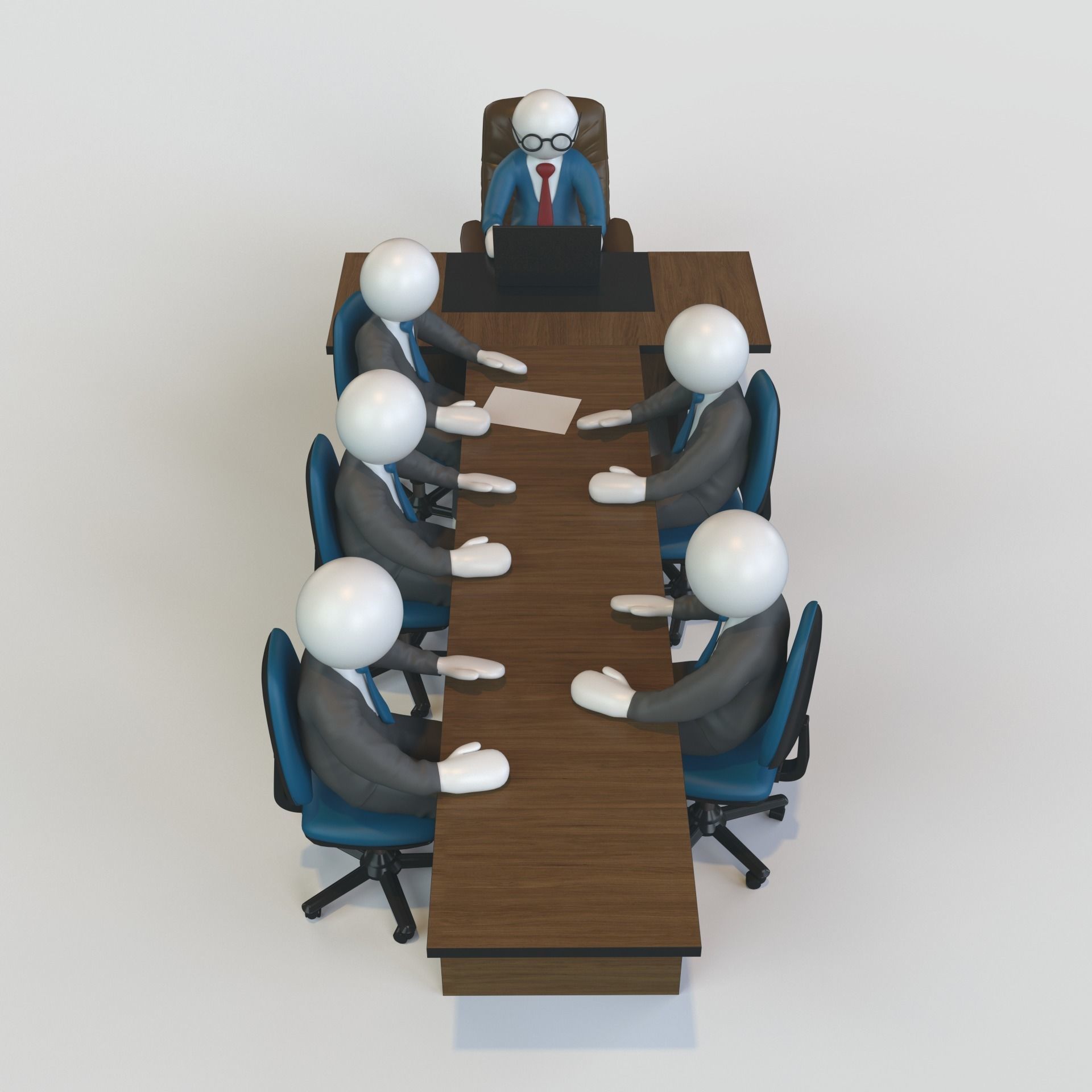 Conference group of people 3D model_2