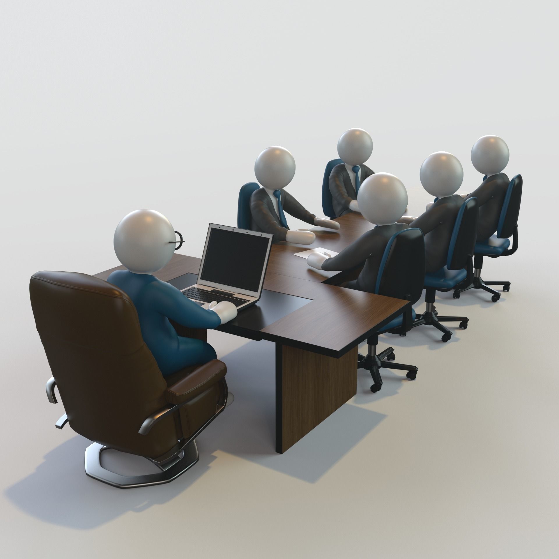 Conference group of people 3D model_1