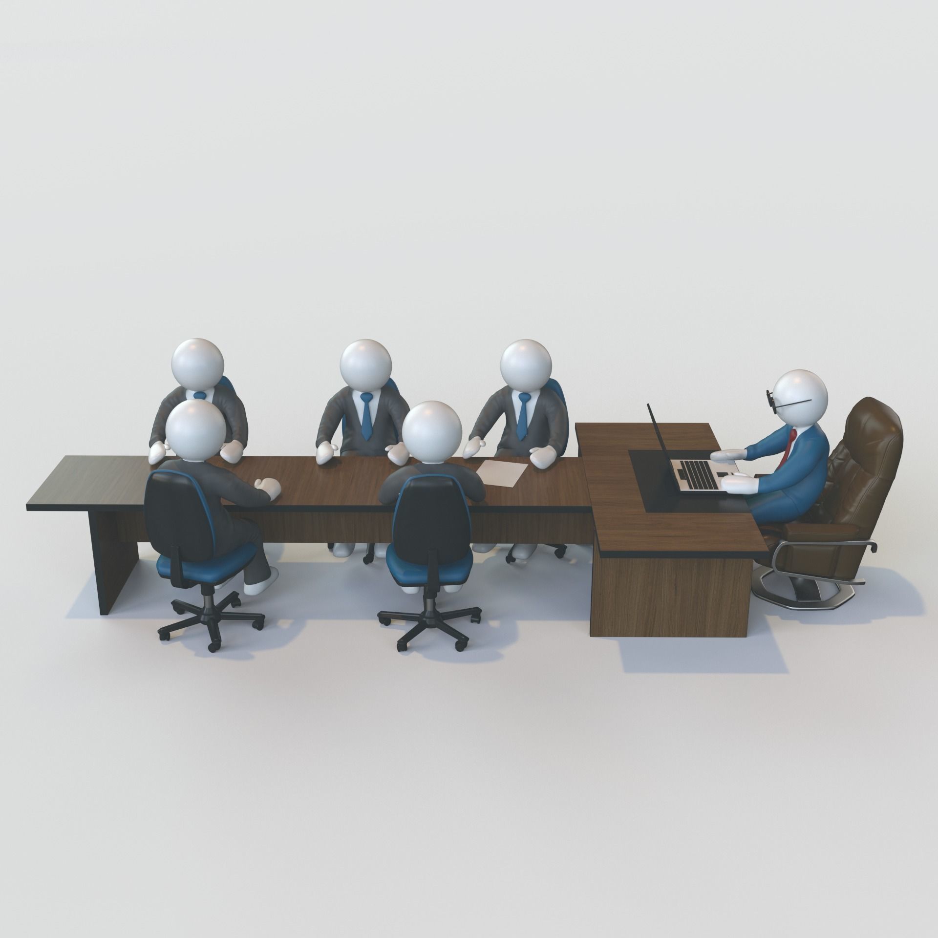 Conference group of people 3D model_3