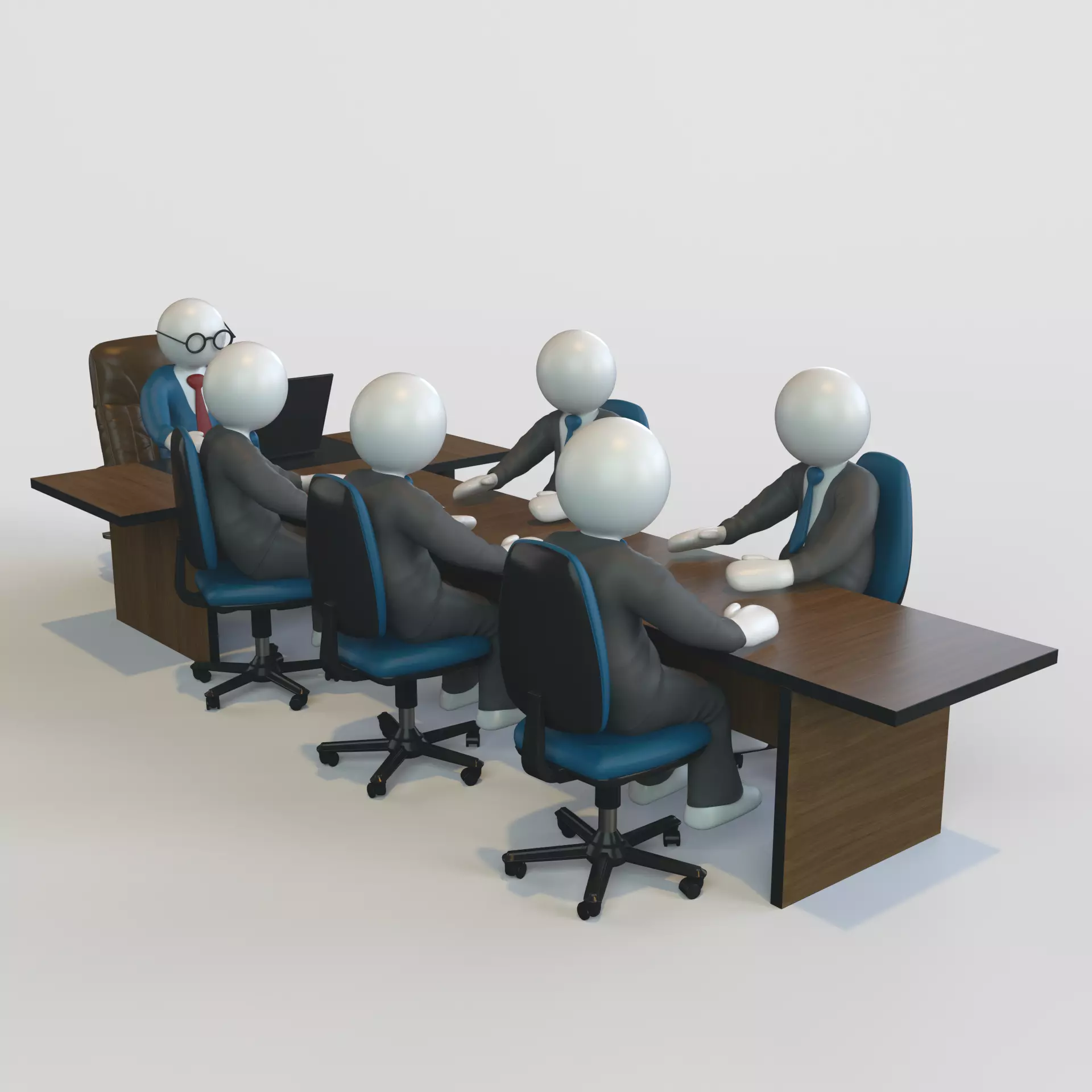 Conference group of people 3D model_0