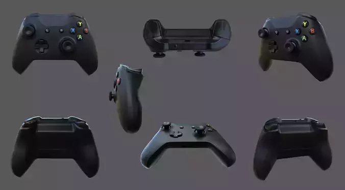 Xbox one joystick pad Low-poly 3D model