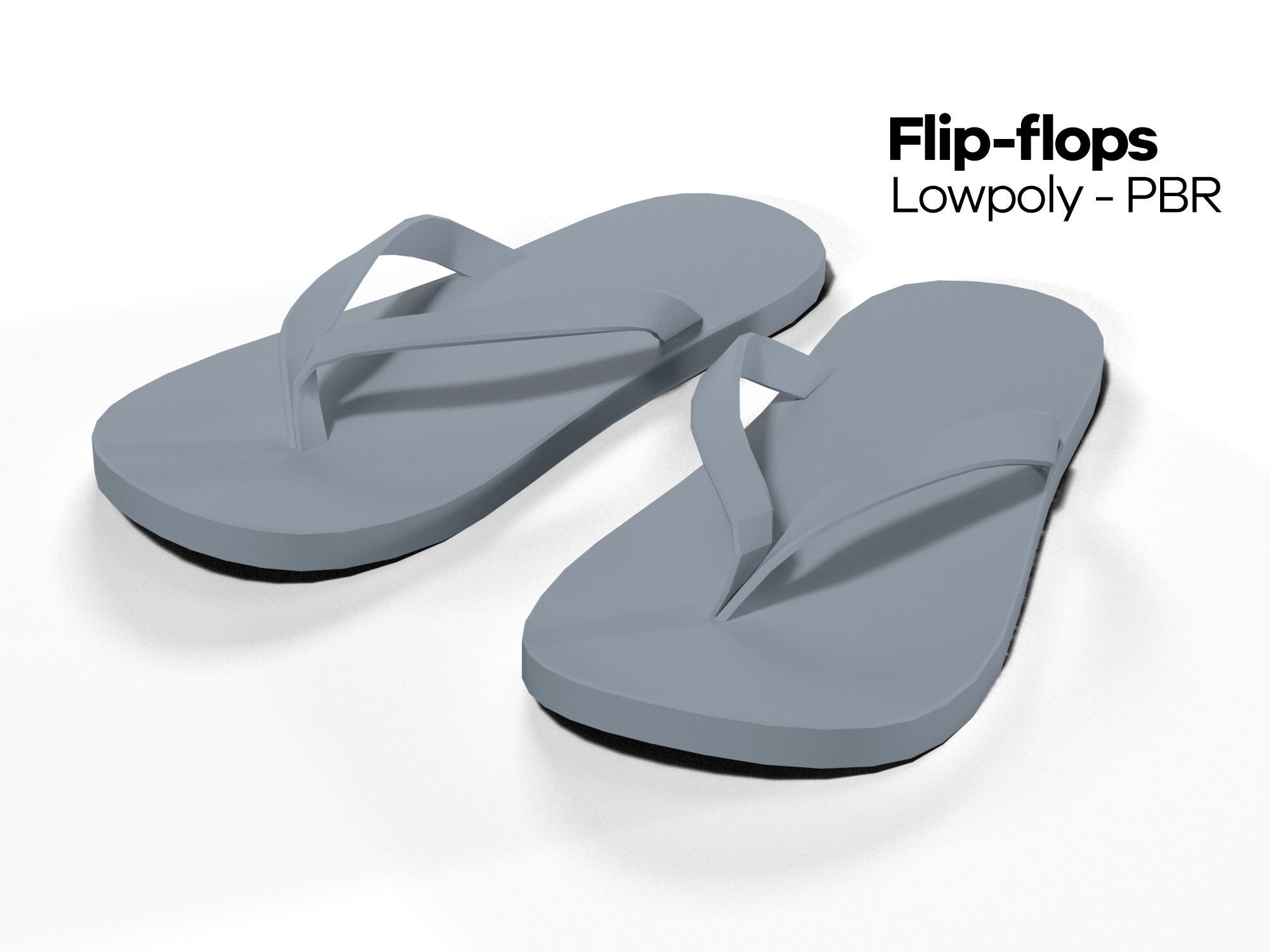 Flip flops  - PBR - Lowpoly Low-poly 3D model_2