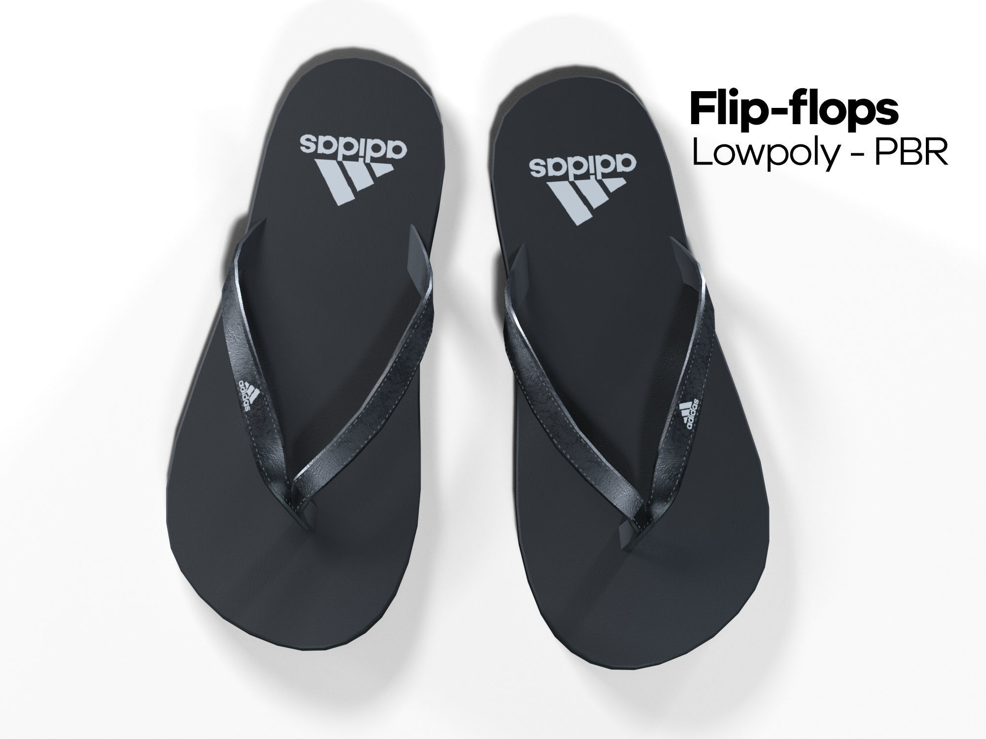 Flip flops  - PBR - Lowpoly Low-poly 3D model_3