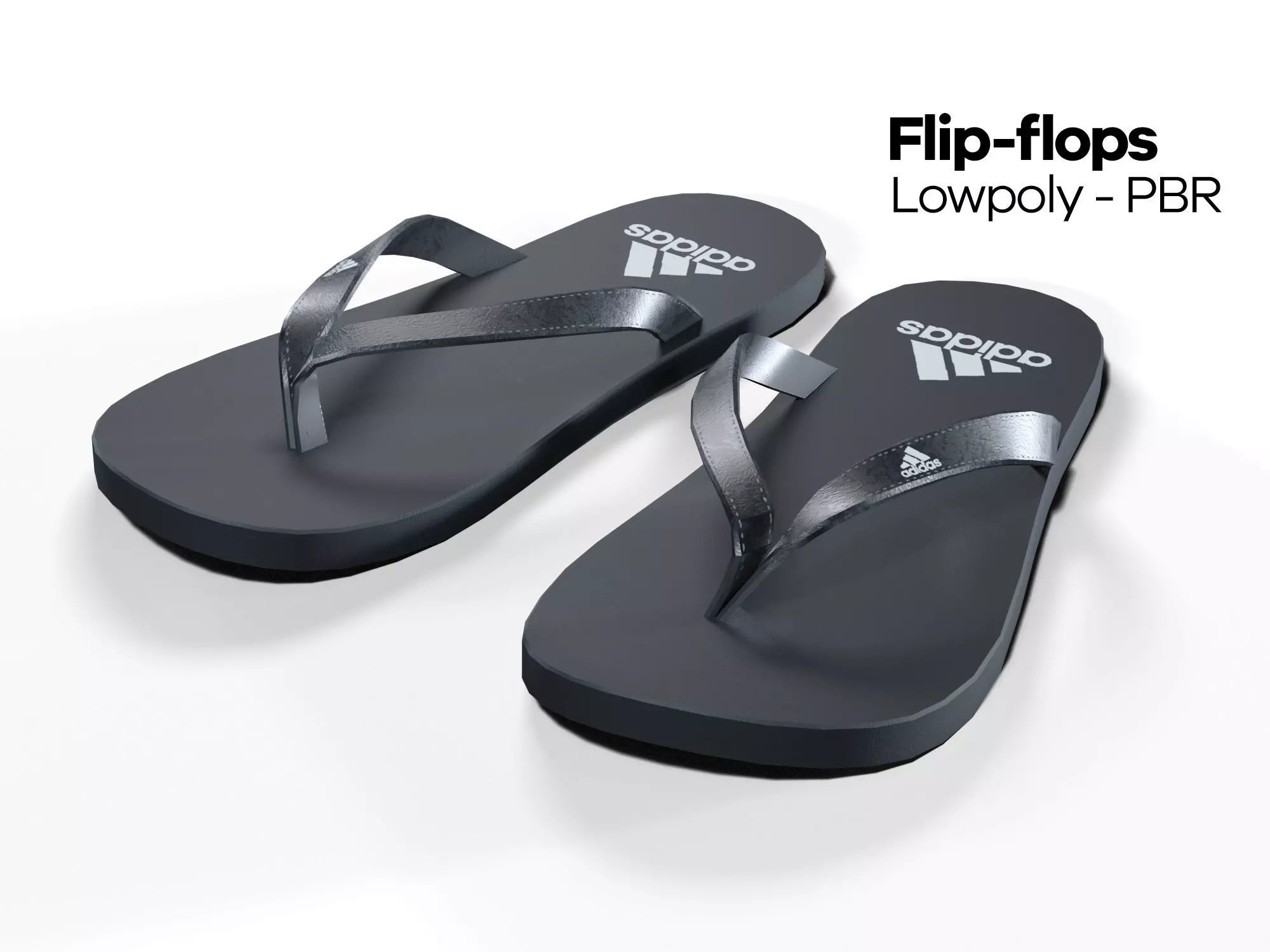 Flip flops  - PBR - Lowpoly Low-poly 3D model_0
