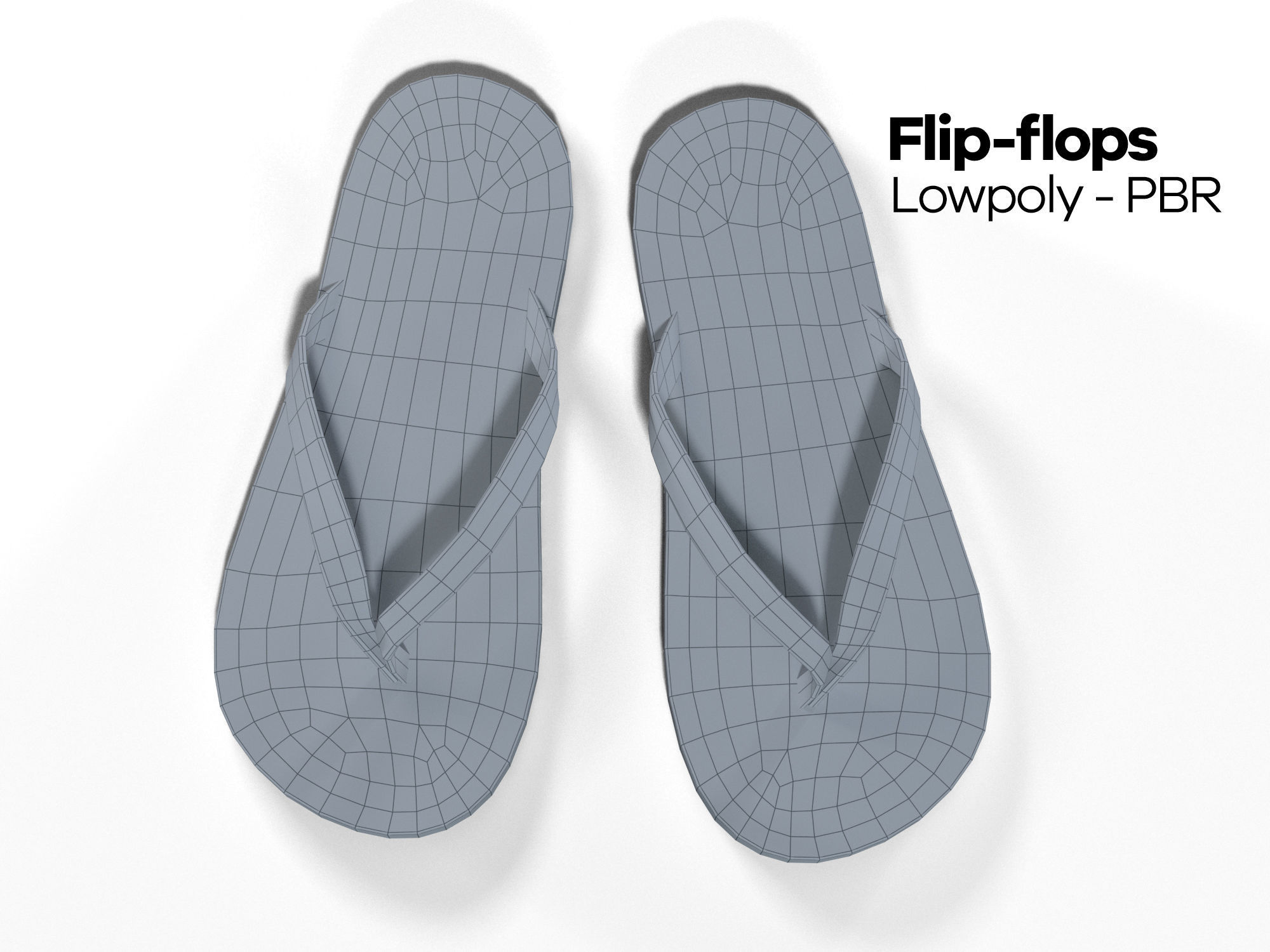 Flip flops  - PBR - Lowpoly Low-poly 3D model_4