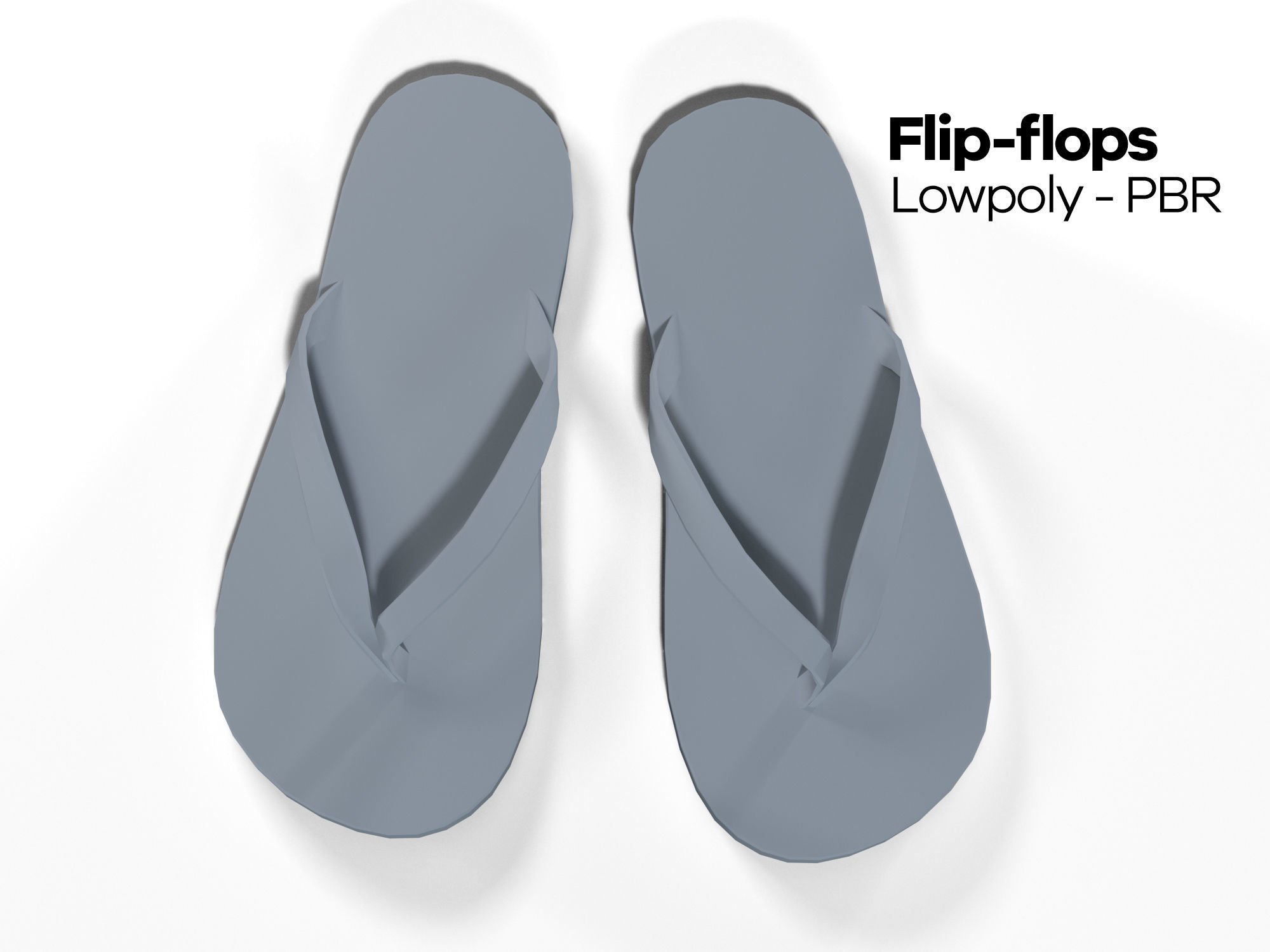Flip flops  - PBR - Lowpoly Low-poly 3D model_5
