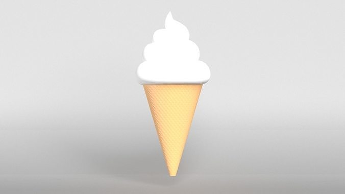 Ice cream cone v1 001 Low-poly 3D model 2