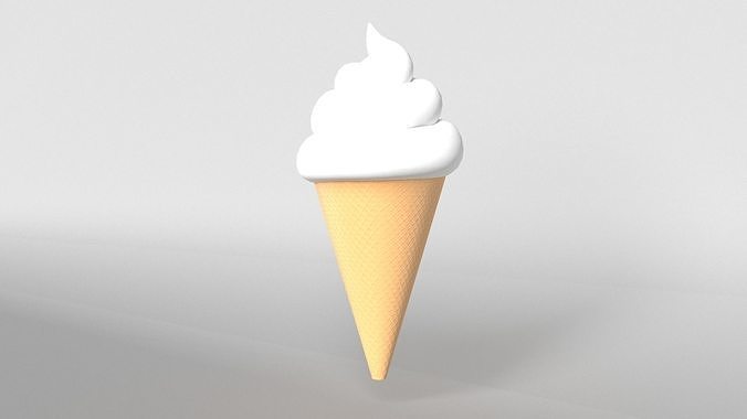 Ice cream cone v1 001 Low-poly 3D model 3