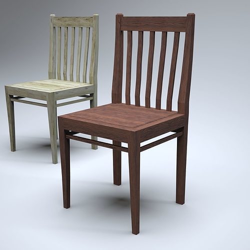 Classic Wooden Chair Low-poly 3D model