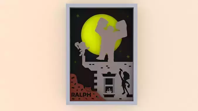 Ralph poster with silhouette of man and woman 3D print model Ralph poster with silhouette of man and woman 3D print model