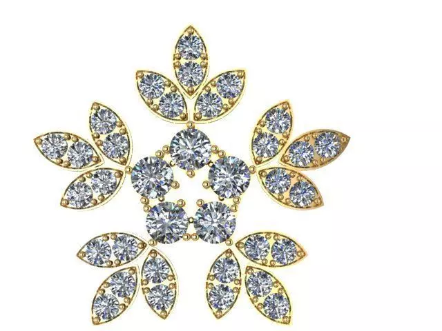 Snowflake brooche or pendant 3D print model