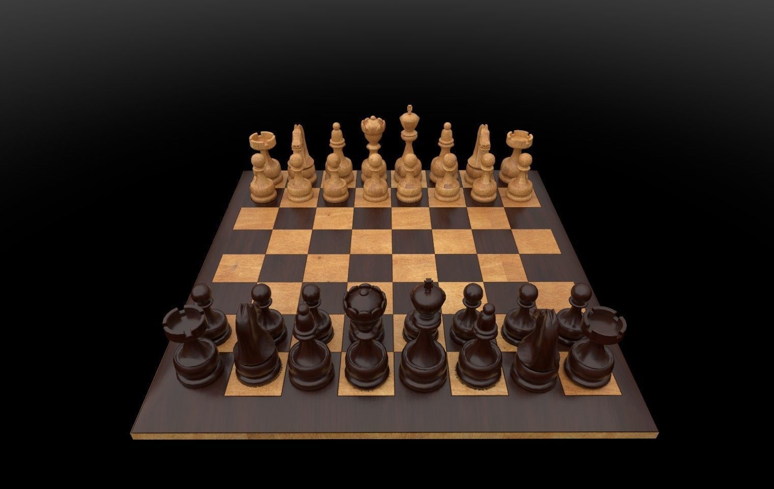 3D Chess Board Complete Set Low-poly 3D model_1