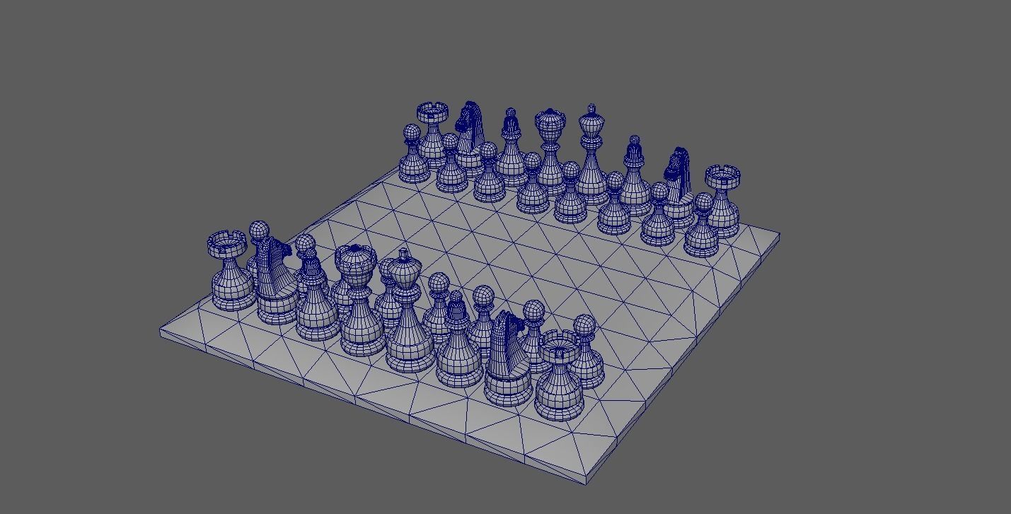 3D Chess Board Complete Set Low-poly 3D model_4