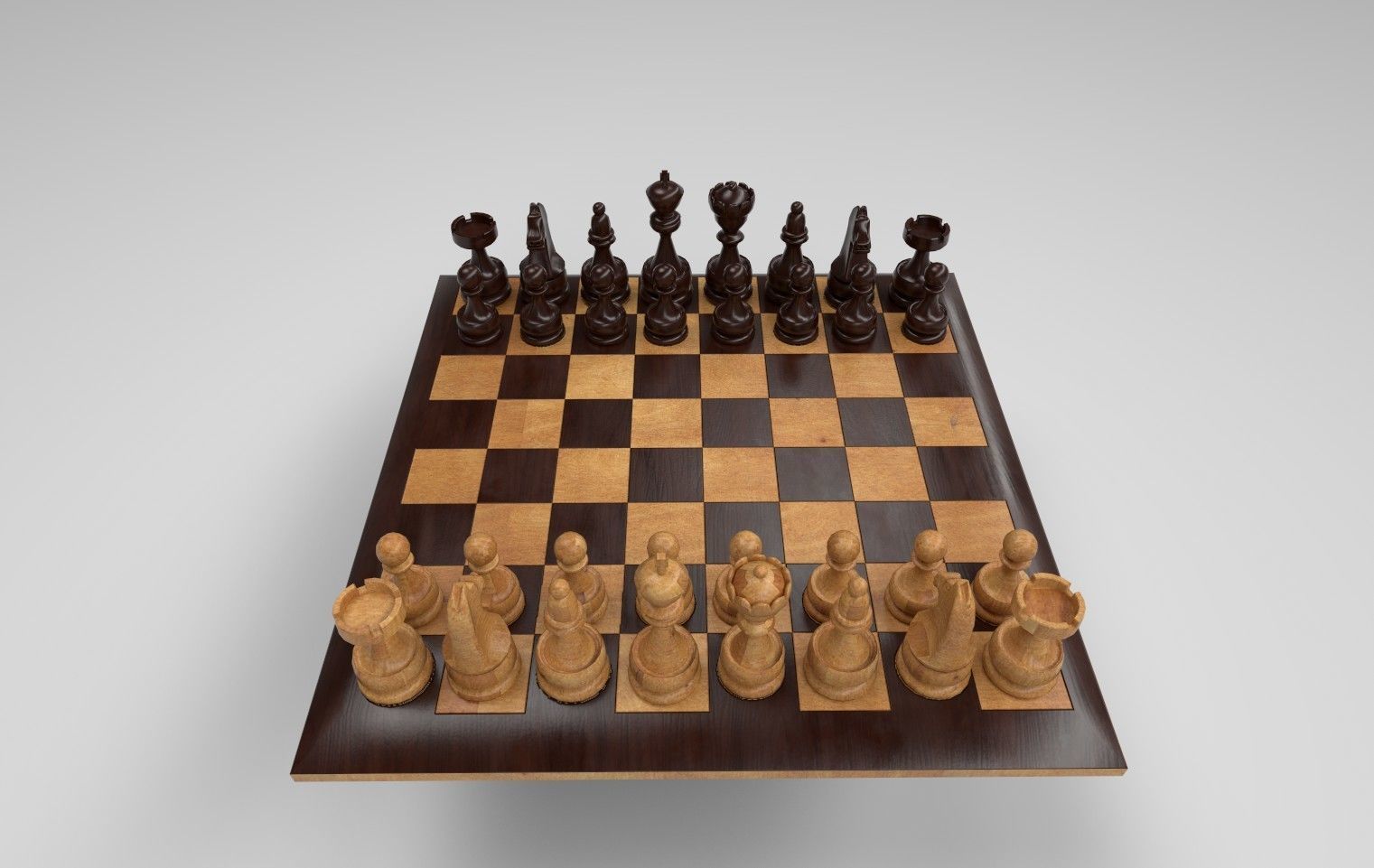 3D Chess Board Complete Set Low-poly 3D model_2