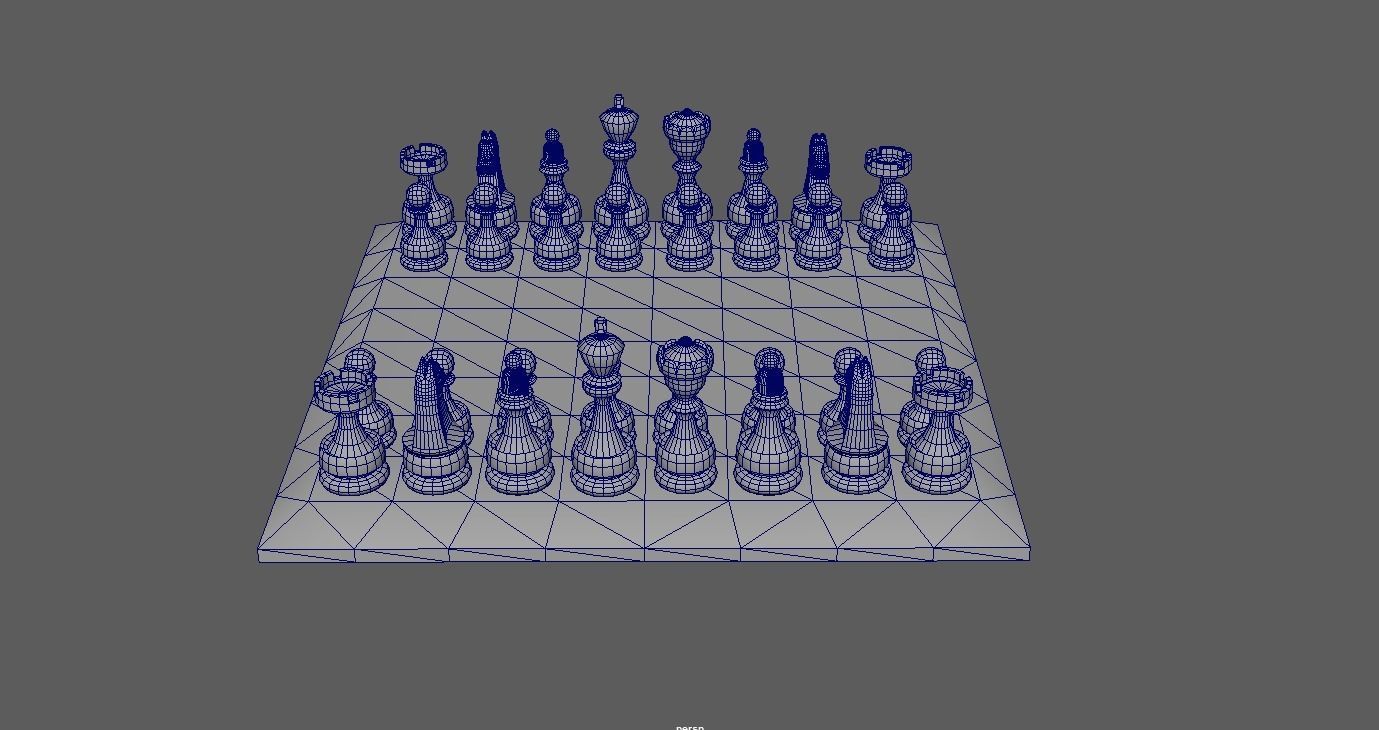 3D Chess Board Complete Set Low-poly 3D model_3