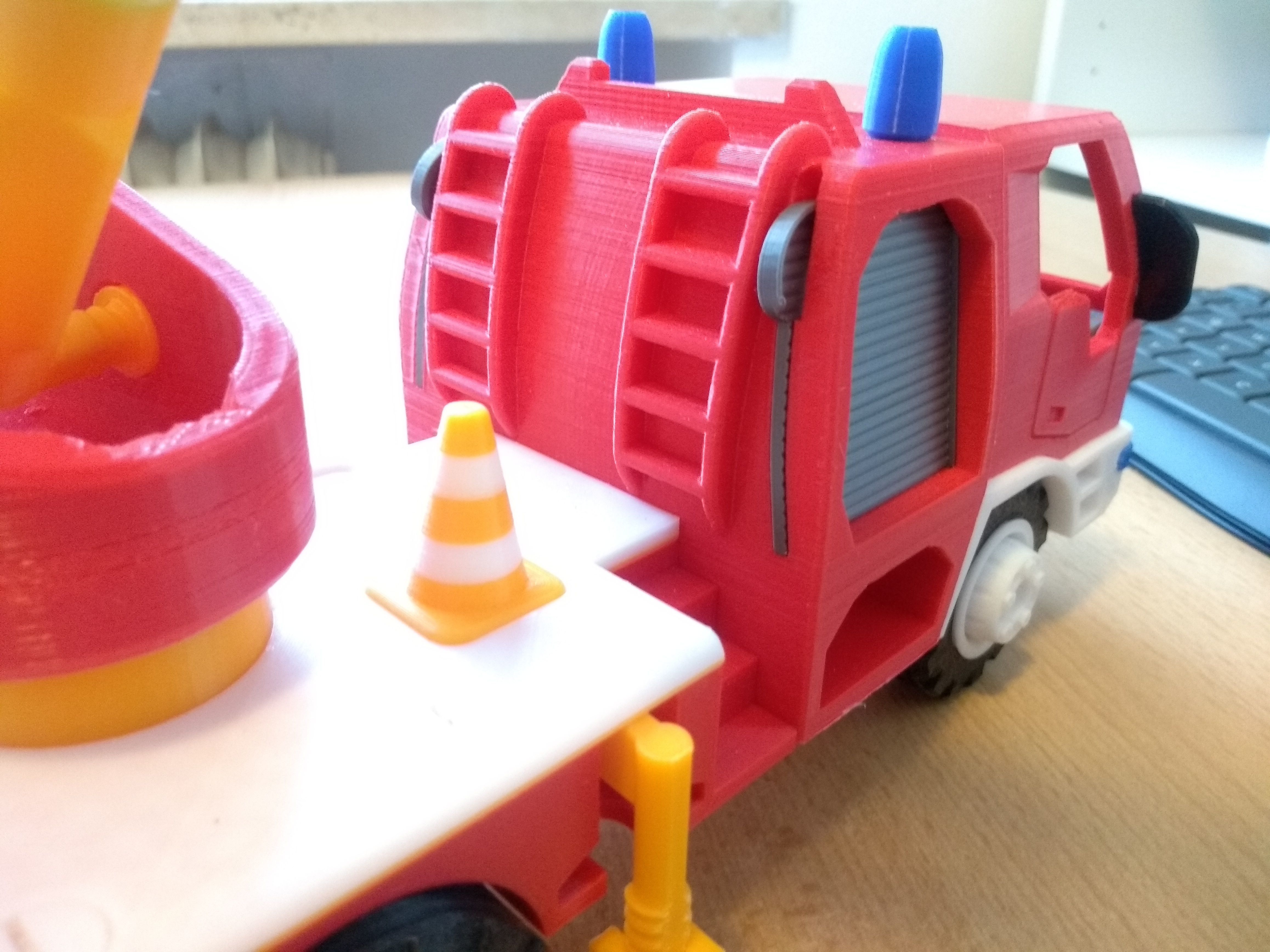 Fire truck with ladder toy fully 3D printable 3D print model_9