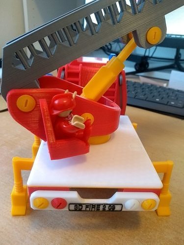 Fire truck with ladder toy fully 3D printable 3D print model 7
