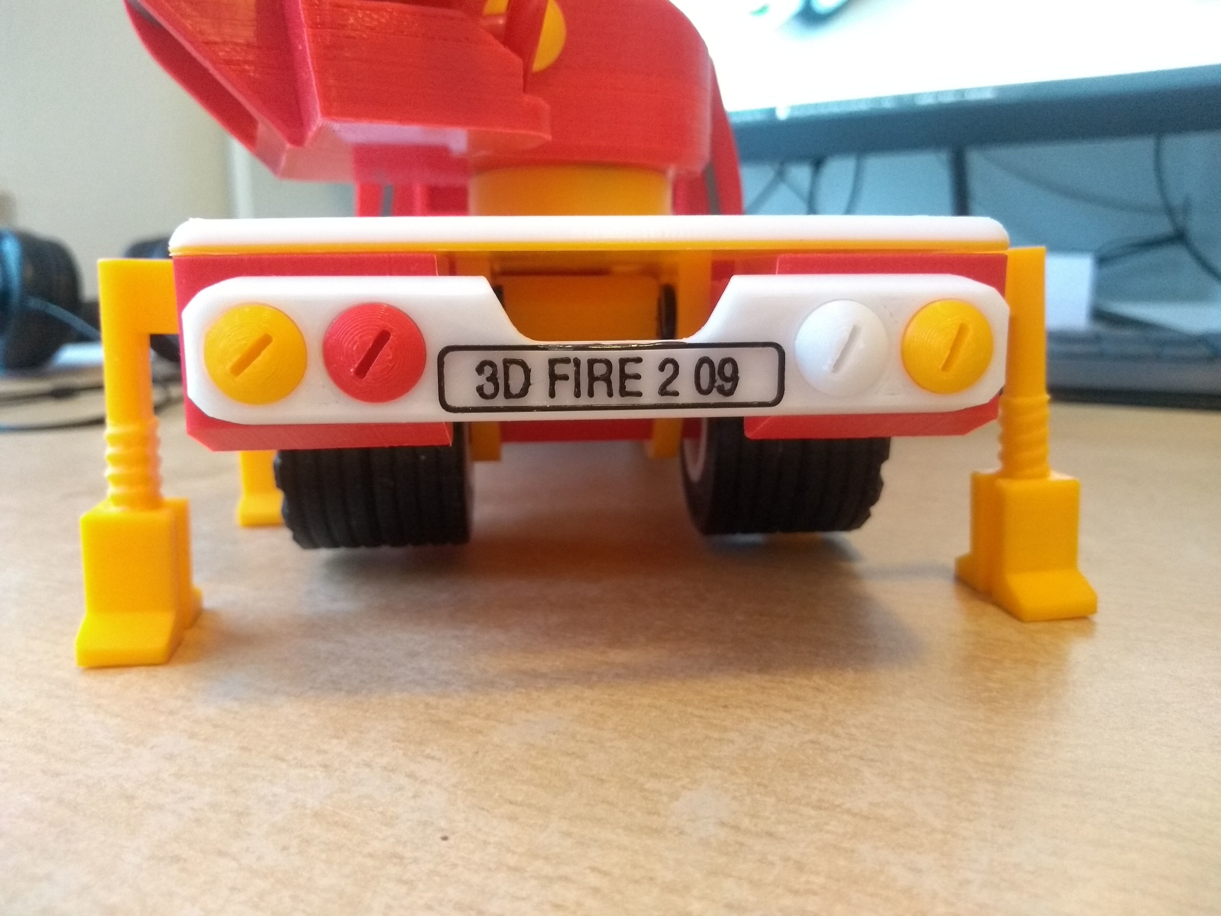 Fire truck with ladder toy fully 3D printable 3D print model_8
