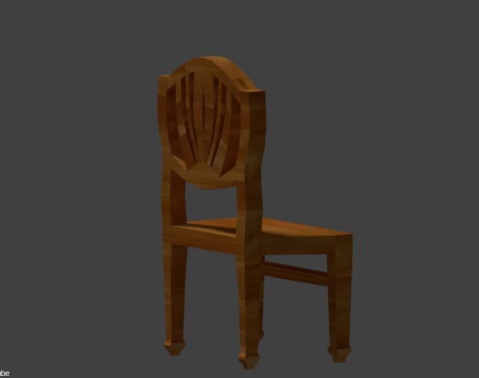 wooden chair  Free low-poly 3D model_2