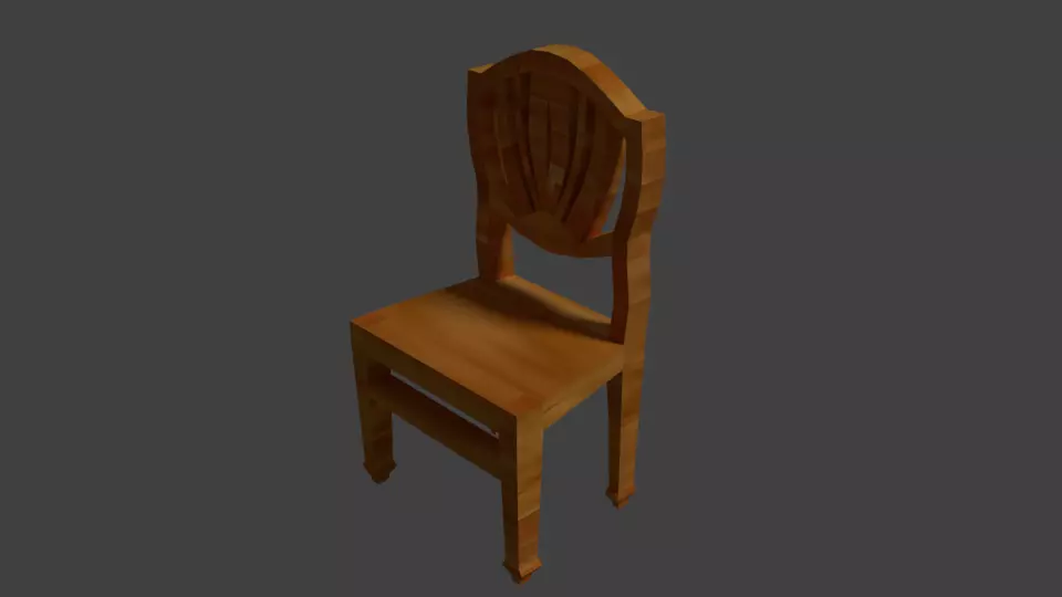 wooden chair  Free low-poly 3D model_0