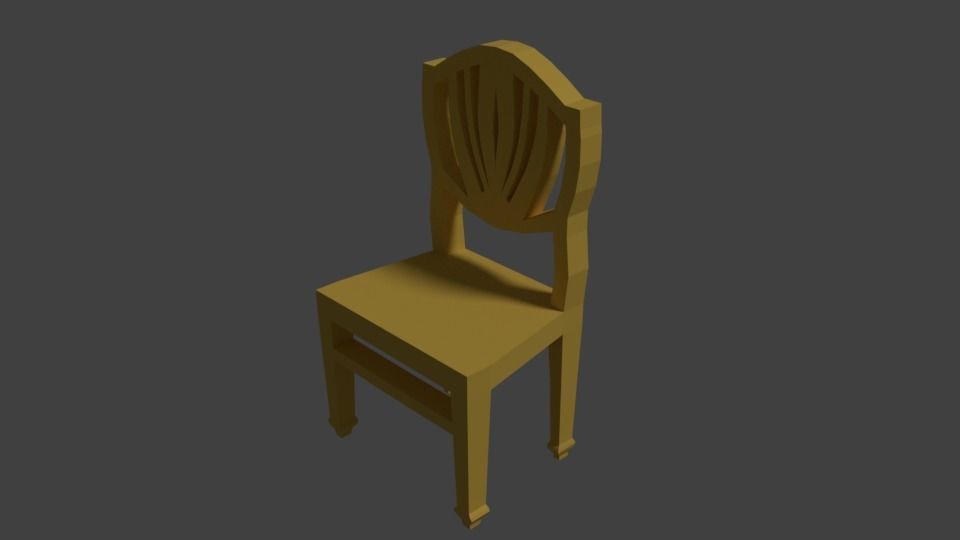 wooden chair  Free low-poly 3D model_3