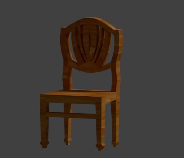 wooden chair  Free low-poly 3D model_1