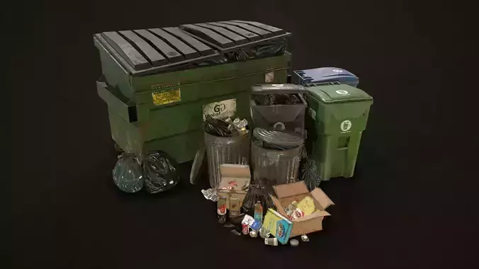 Urban Trash Pack Vol 3 Low-poly 3D model
