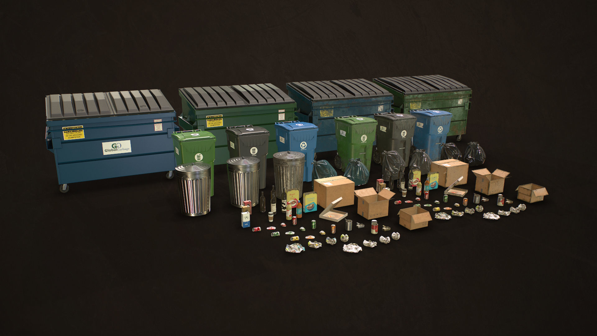 Urban Trash Pack Vol 3 Low-poly 3D model_9