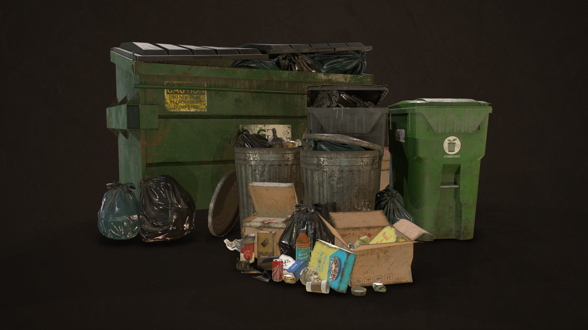 Urban Trash Pack Vol 3 Low-poly 3D model_3