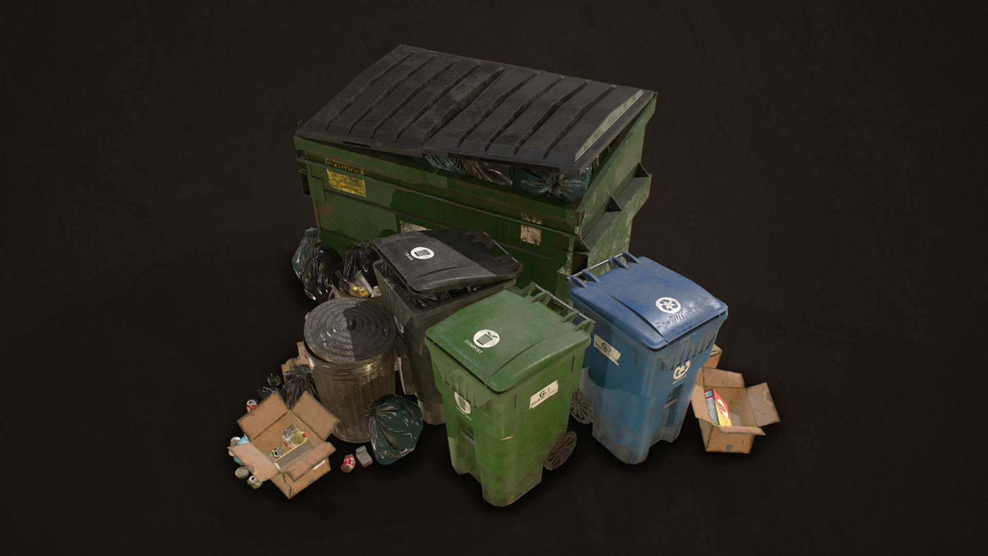 Urban Trash Pack Vol 3 Low-poly 3D model_2