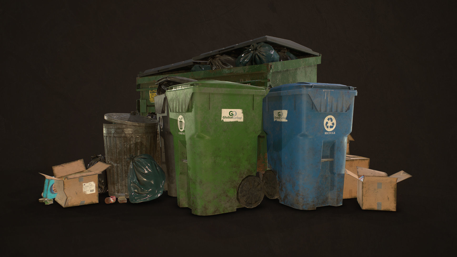 Urban Trash Pack Vol 3 Low-poly 3D model_4