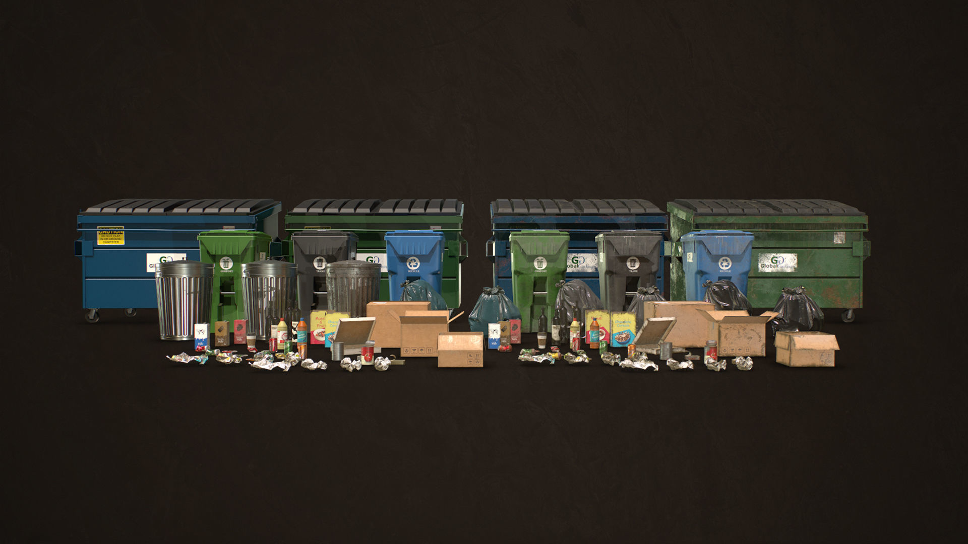 Urban Trash Pack Vol 3 Low-poly 3D model_11