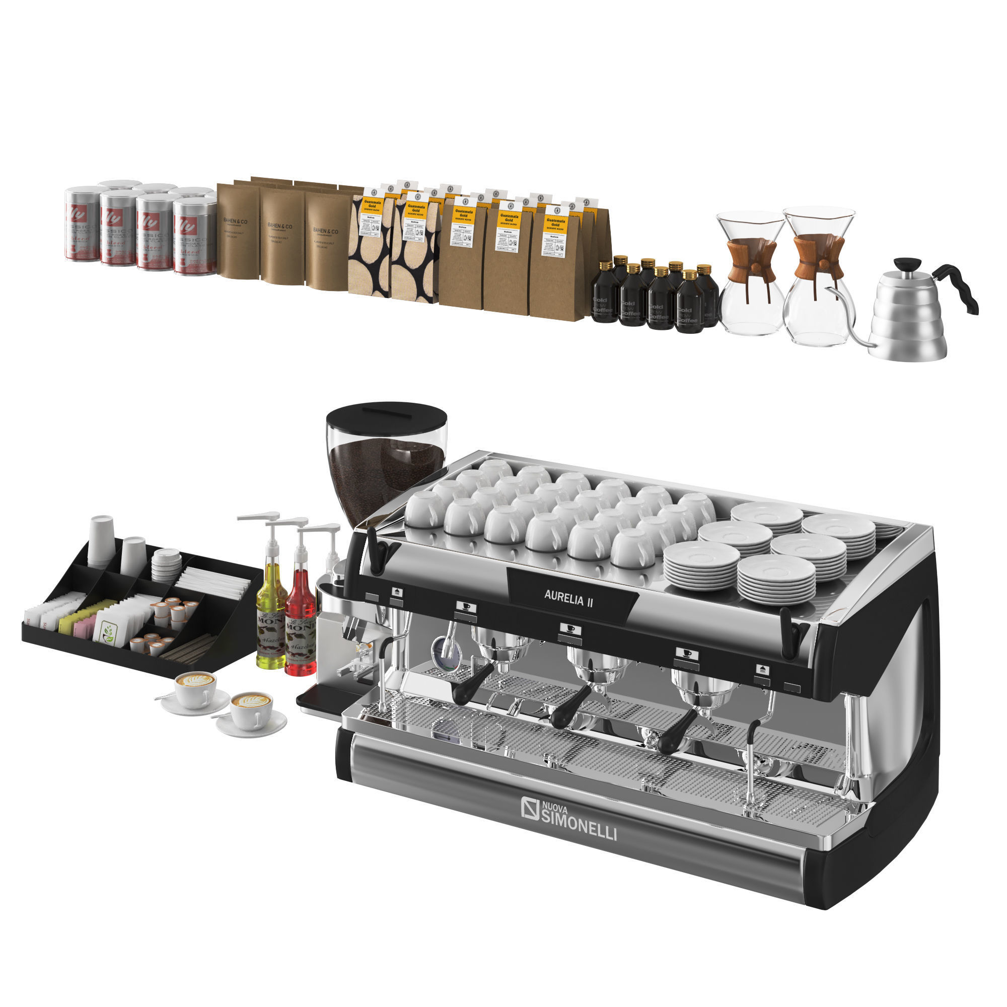 Coffee Shop Set 3D model_4