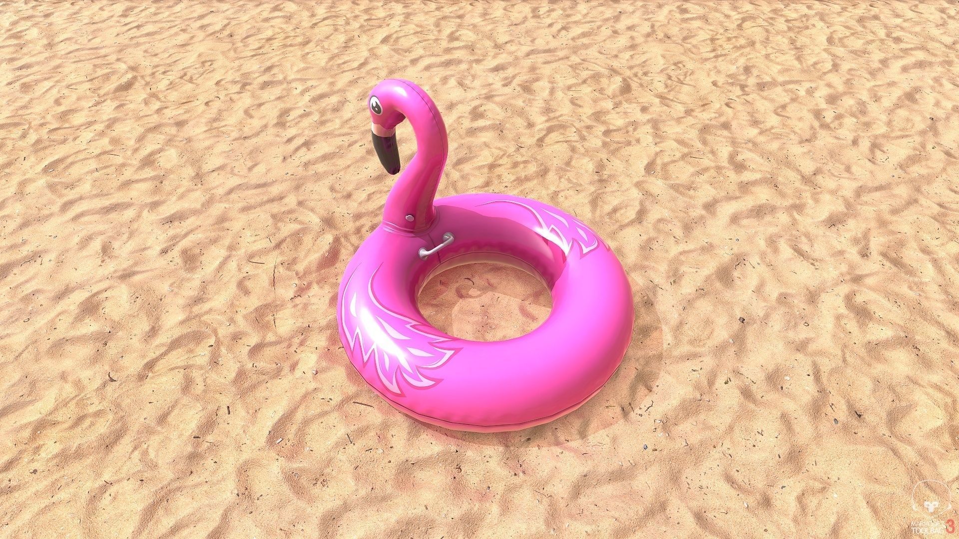Inflatable Pink Flamingo Toy Low-poly 3D model_4