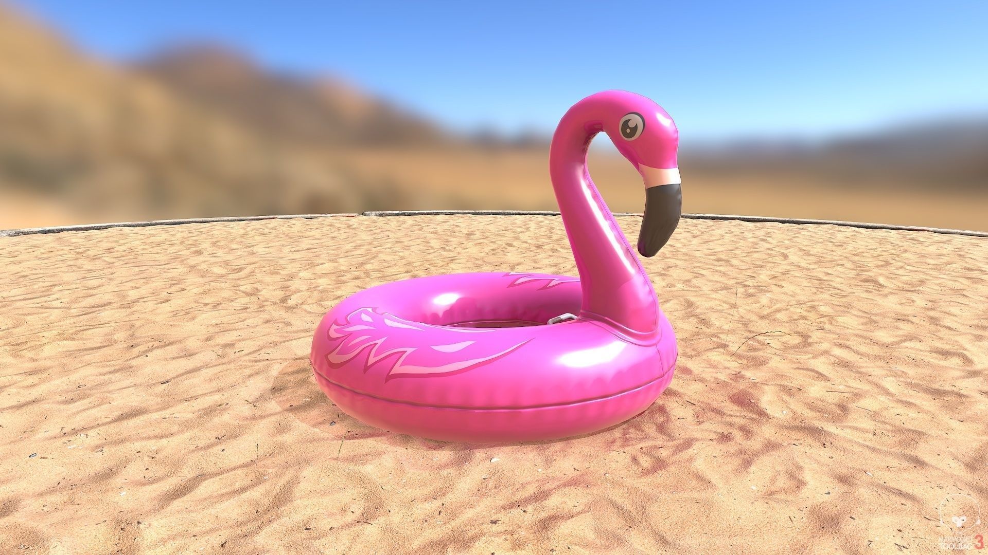 Inflatable Pink Flamingo Toy Low-poly 3D model_3
