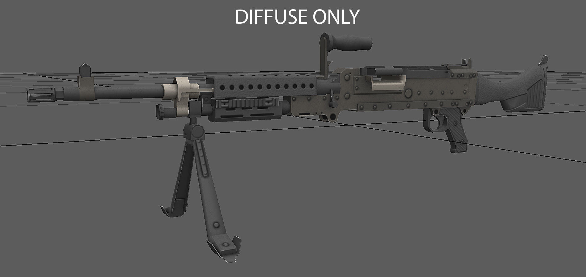 M240 machine gun Low-poly 3D model_1